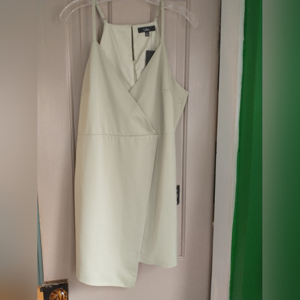 Lulus Asymmetrical Sage Green Faux Wrap Mini Dress Size XL NWT
